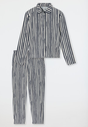 Pyjamas long woven fabric stripes graphite - selected! premium